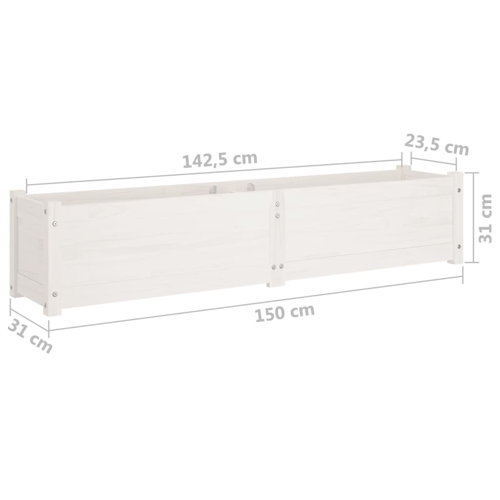 vidaXL Canteiros elevados jardim 2 pcs 150x31x31cm pinho maciço branco