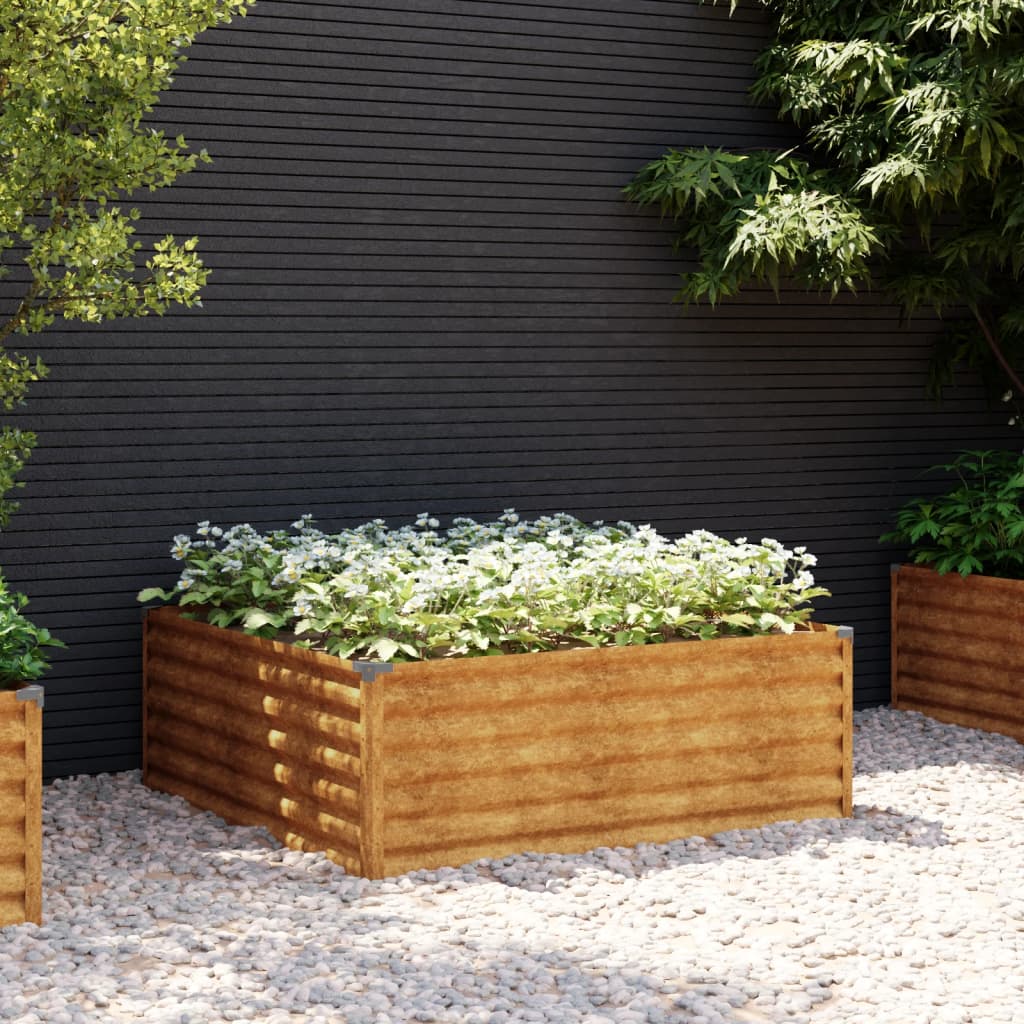 vidaXL Canteiro elevado de jardim 100x100x36 cm aço corten