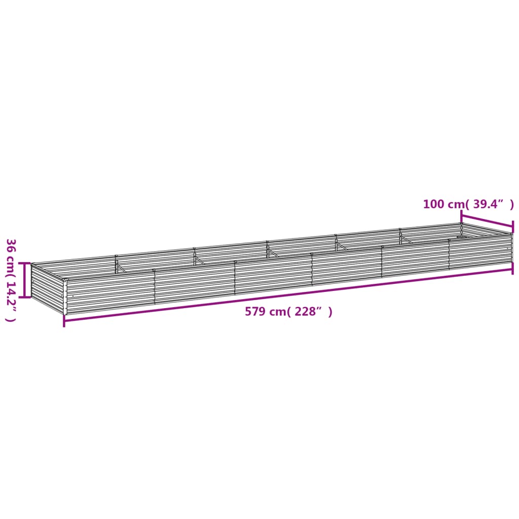 vidaXL Canteiro elevado de jardim 579x100x36 cm aço corten