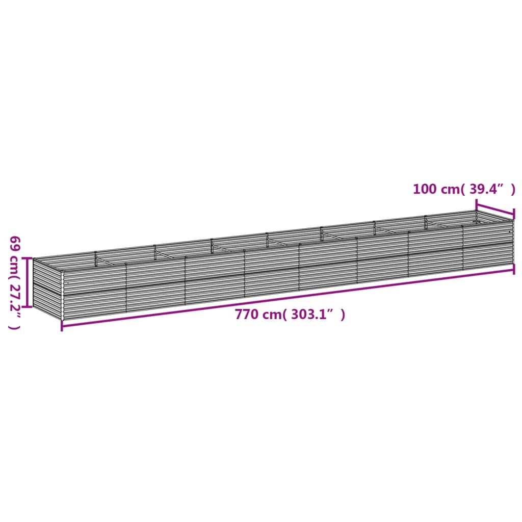 vidaXL Canteiro elevado de jardim 770x100x69 cm aço corten