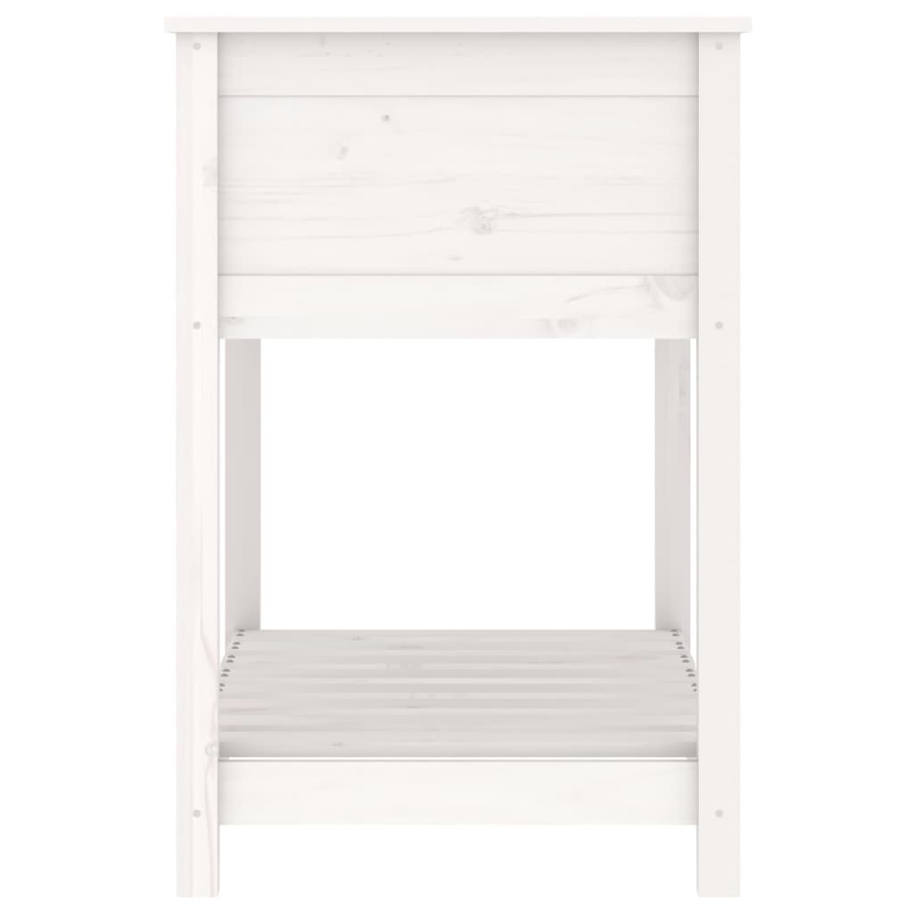 vidaXL Vaso/floreira com prateleira 82,5x54x81 cm pinho maciço branco