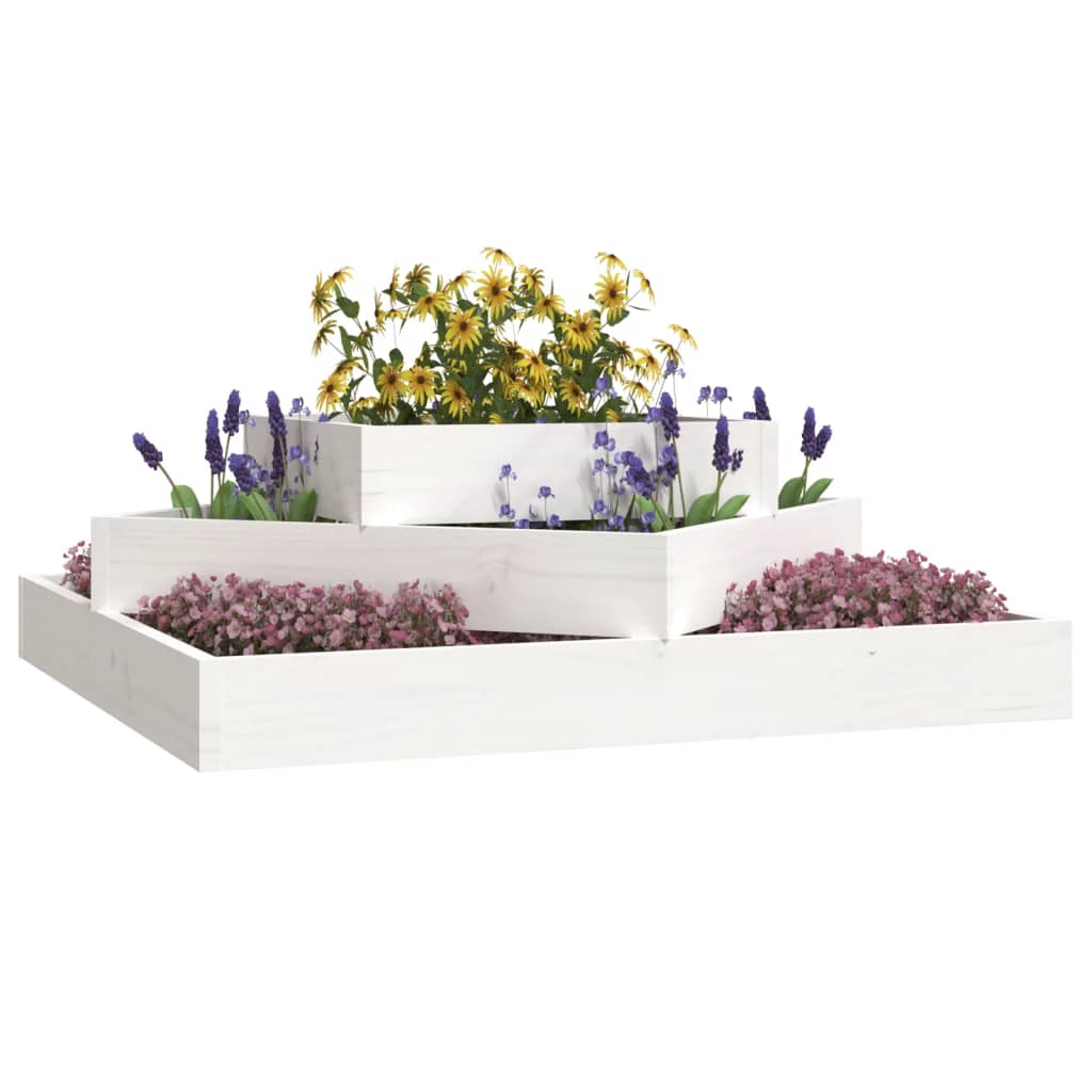 vidaXL Vaso/floreira 83x83x27 cm pinho maciço branco