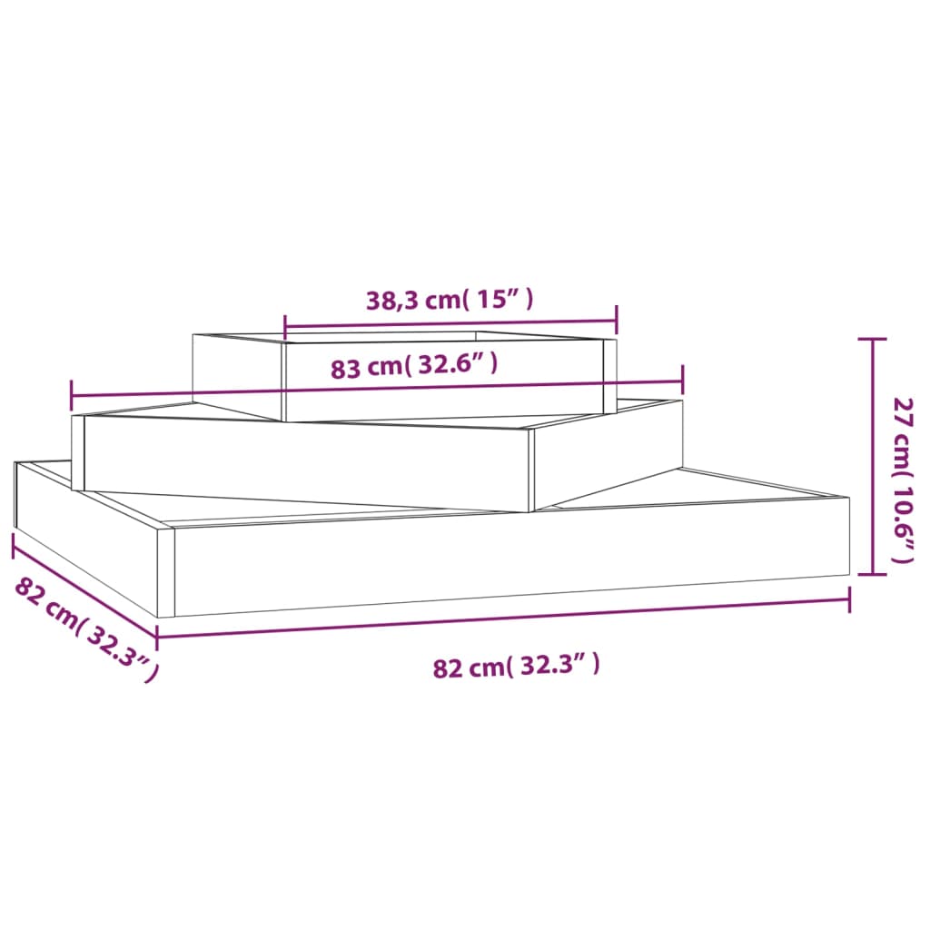 vidaXL Vaso/floreira 83x83x27 cm pinho maciço branco