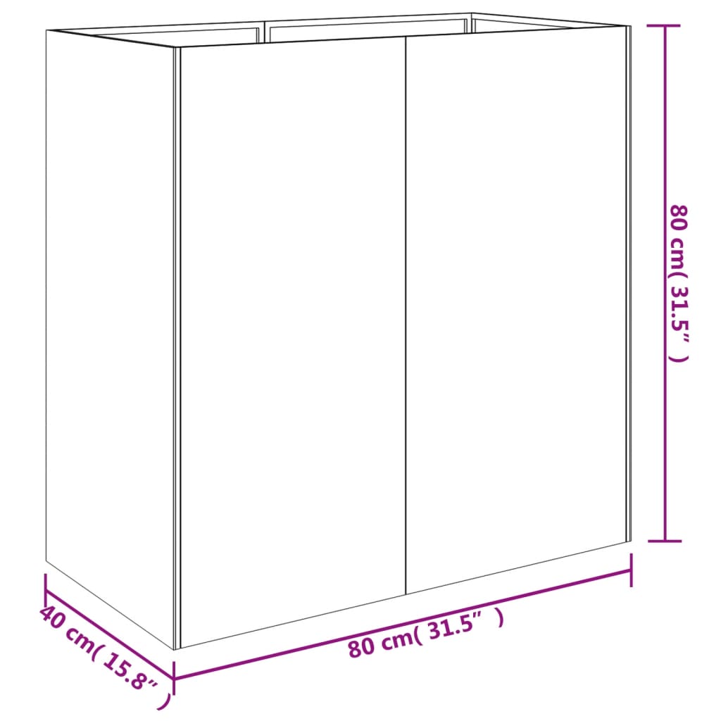 vidaXL Vaso/floreira 80x40x80 cm aço corten