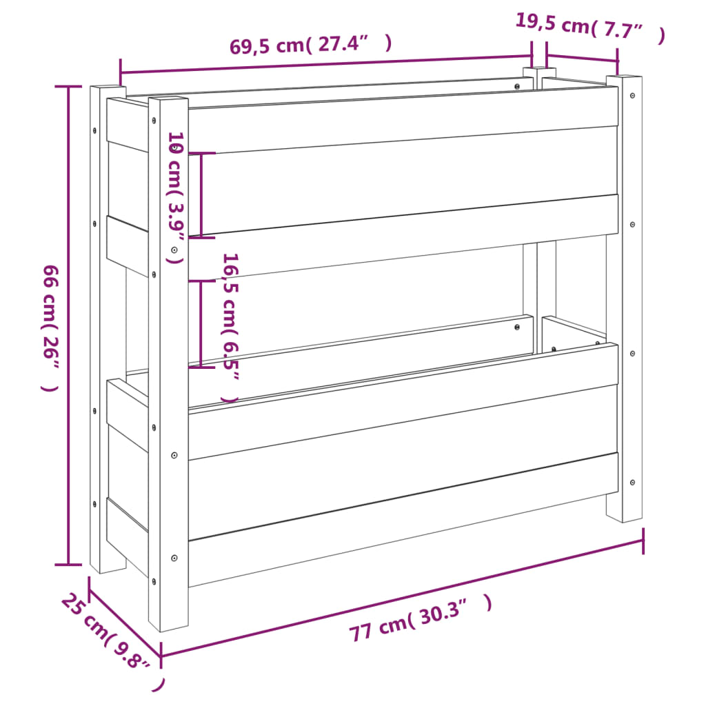 vidaXL Vaso/floreira 77x25x66 cm madeira de pinho maciça branco