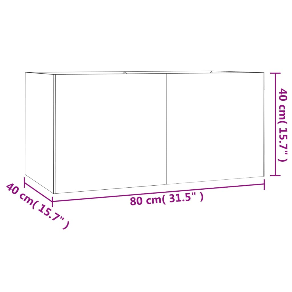 vidaXL Vaso/floreira 80x40x40 cm aço corten