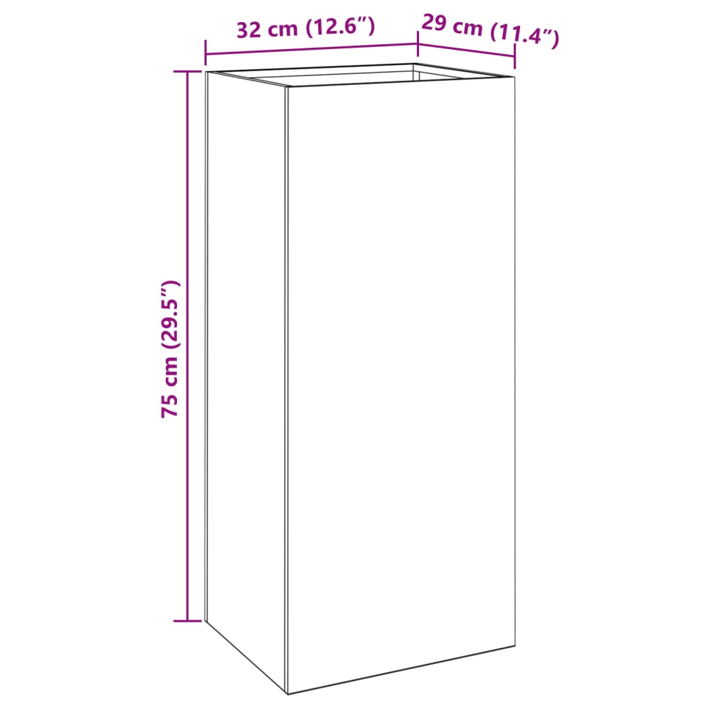 vidaXL Vaso/floreira 32x29x75 cm aço corten