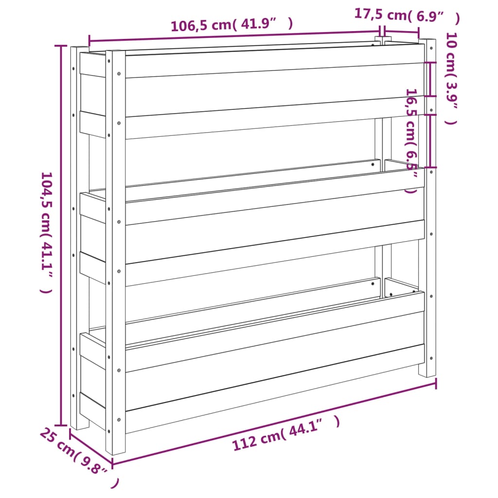 vidaXL Vaso/floreira 112x25x104,5 cm madeira de pinho maciça branco