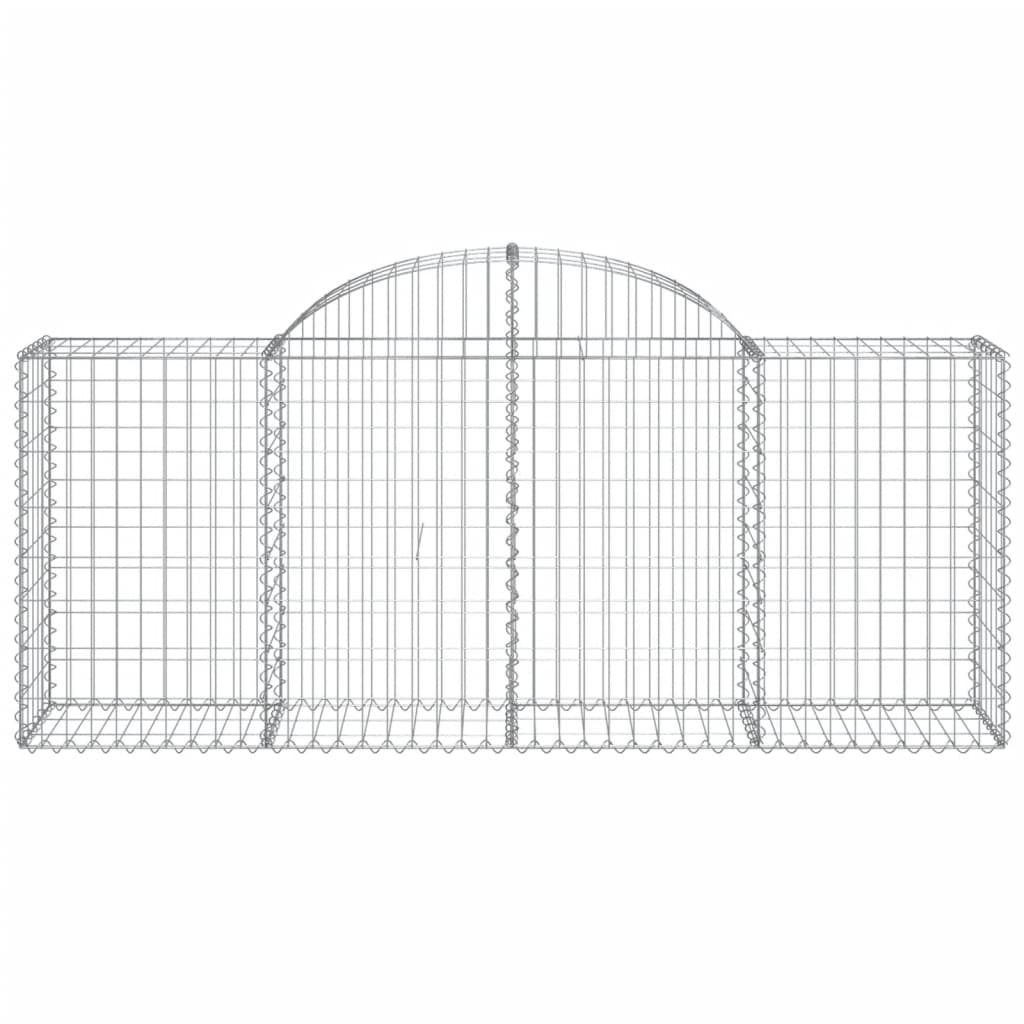 vidaXL Cestos gabião arqueados 4 pcs 200x50x80/100cm ferro galvanizado