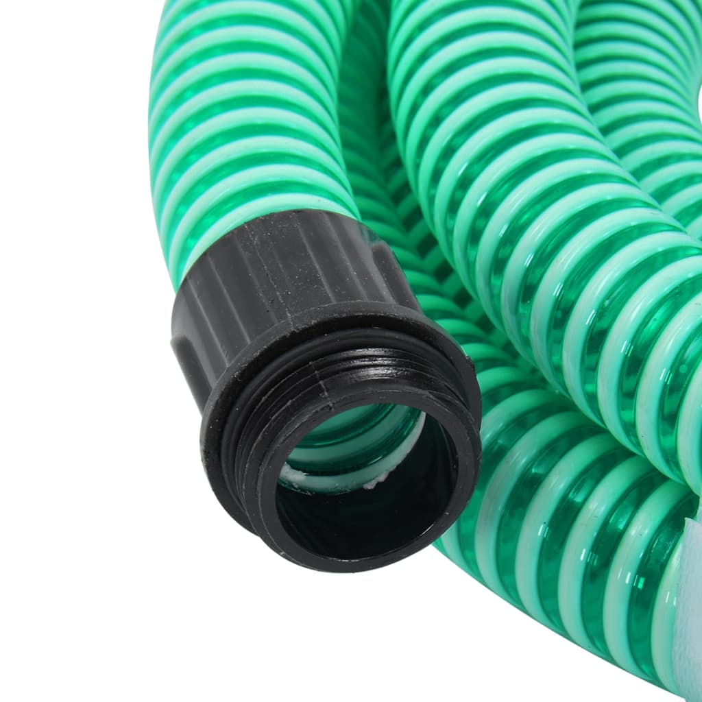 vidaXL Mangueira de sucção com conectores de latão 1,1" 7 m PVC verde