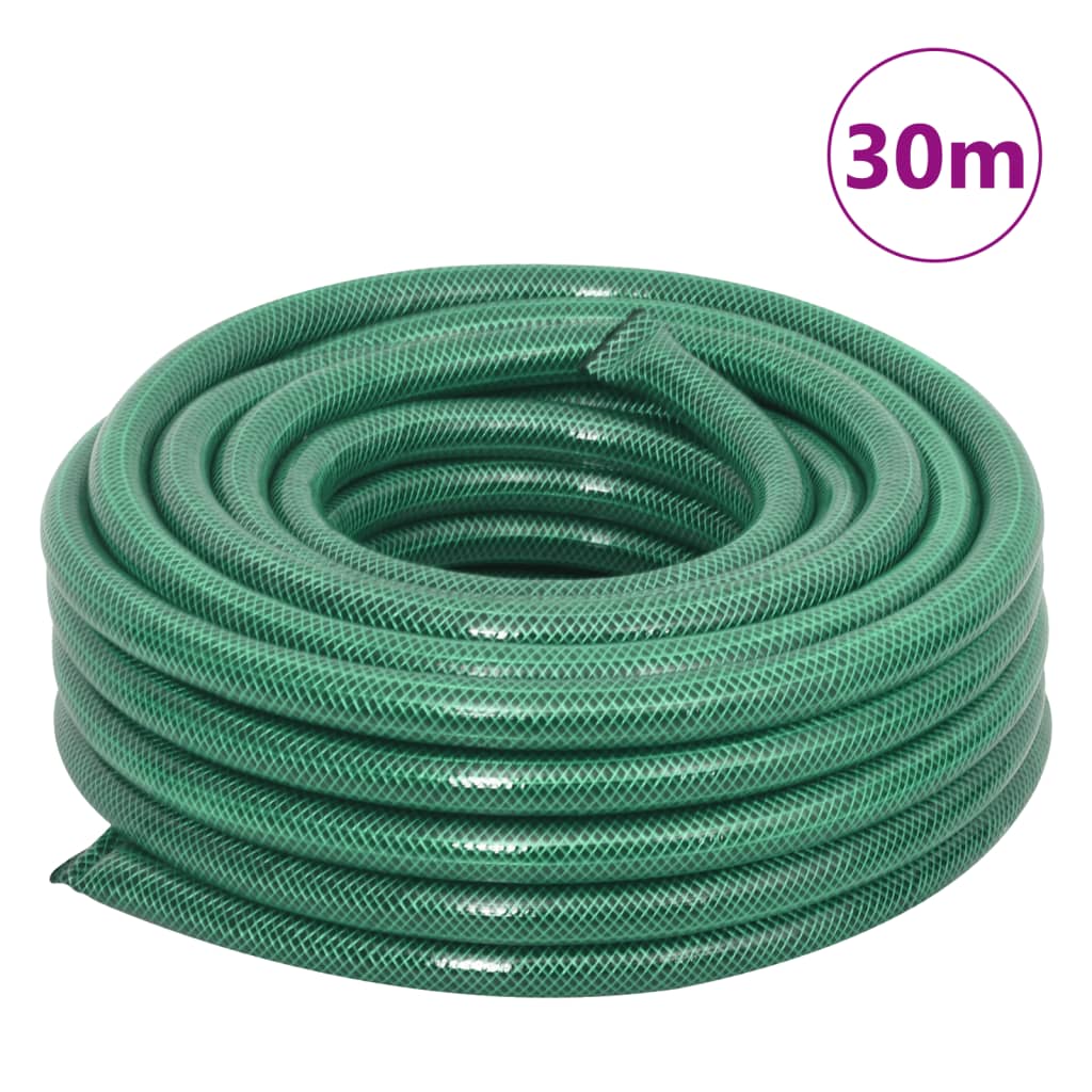 VidaXL Mangueira de jardim com conjunto de encaixe 0,75" 30m PVC verde