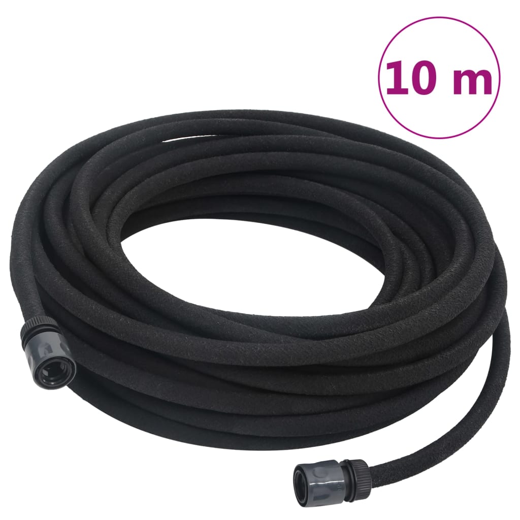 vidaXL Mangueira para rega gota-a-gota de jardim 10 m borracha preto