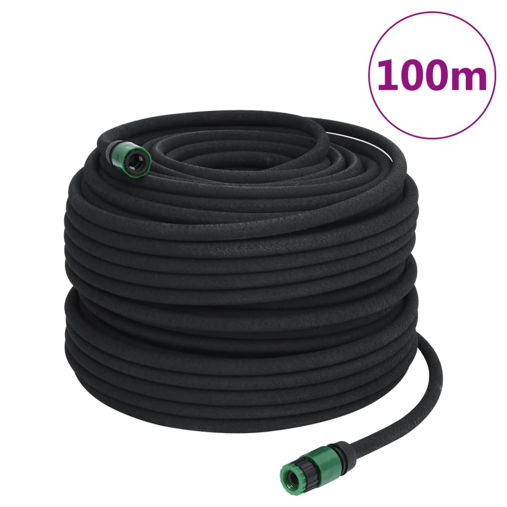 vidaXL Mangueira para rega gota-a-gota de jardim 100 m borracha preto