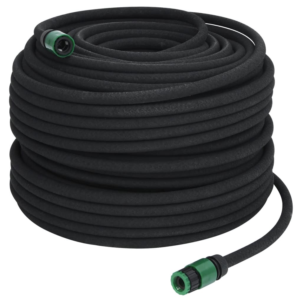 vidaXL Mangueira para rega gota-a-gota de jardim 100 m borracha preto