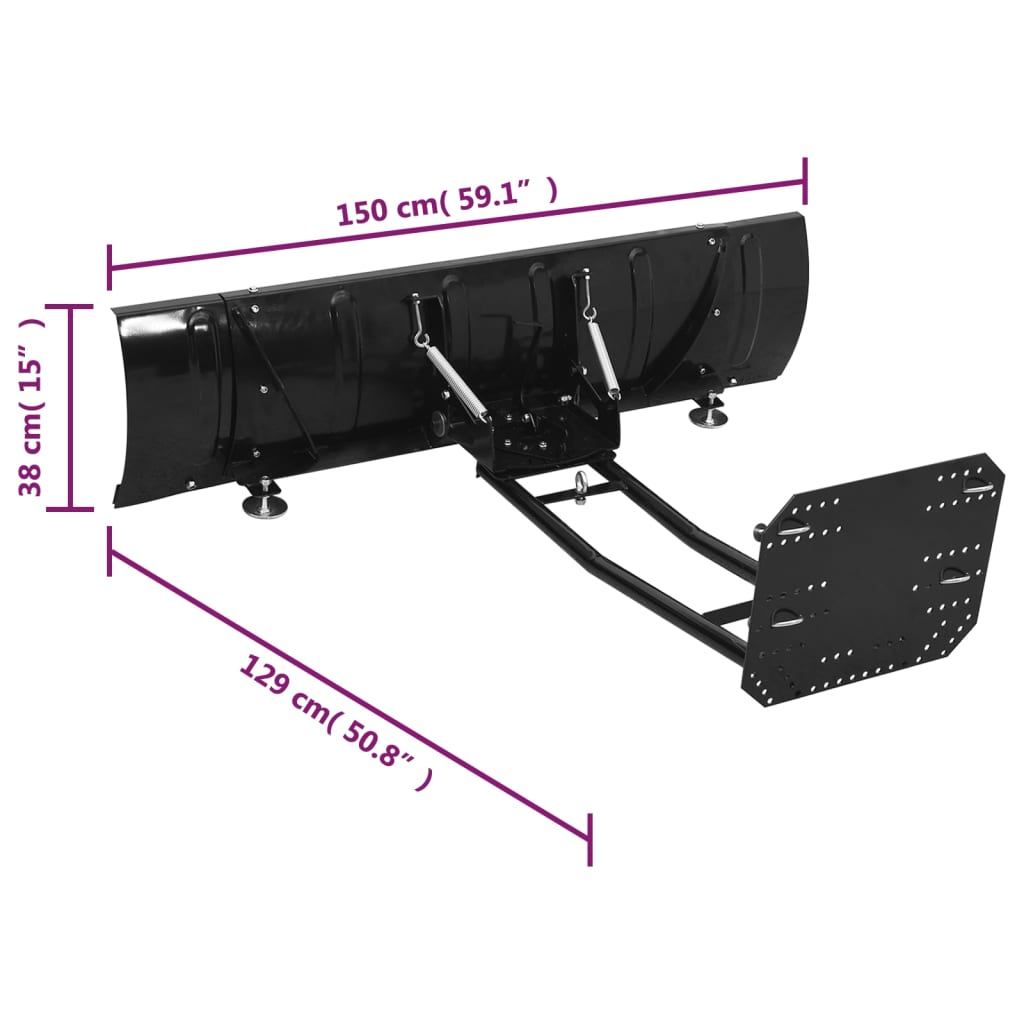 vidaXL Limpa-neves para ATV 150x38 cm preto