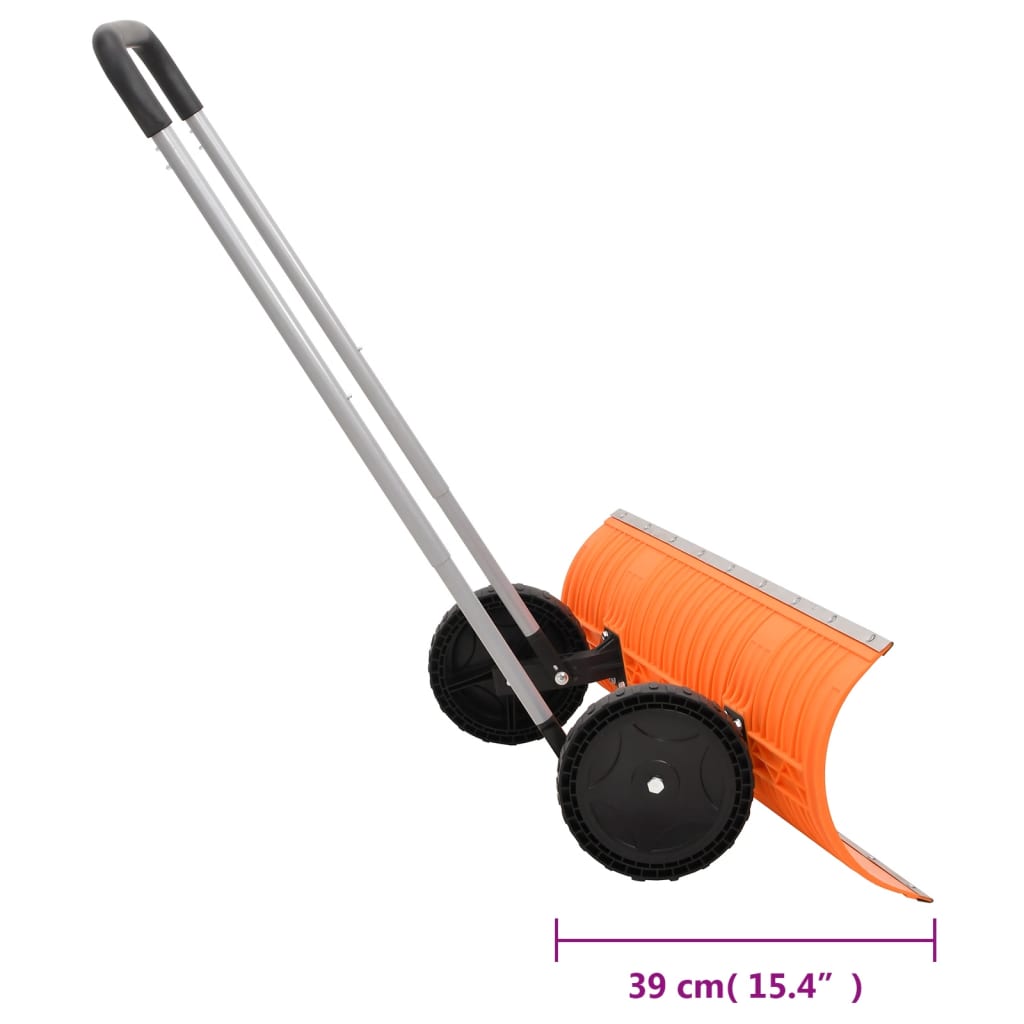 vidaXL Pá de neve com pega extensível lâmina 96 cm aço laranja