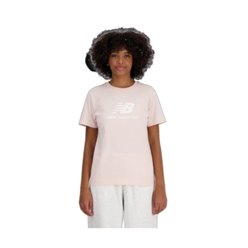 Camisola de Manga Curta Mulher New Balance ESSENJERSEY LOGO WT41502 OUK Cor de Rosa