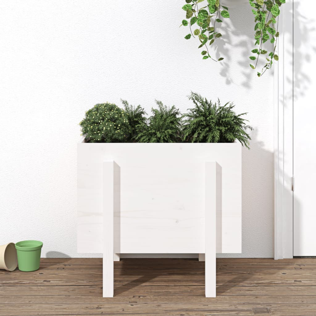 vidaXL Vaso/floreira de jardim 62x50x57 cm pinho maciço branco