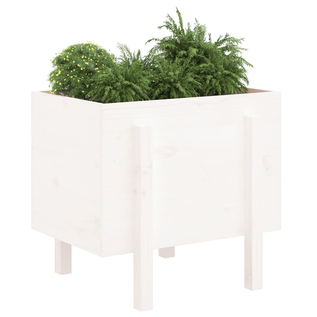 vidaXL Vaso/floreira de jardim 62x50x57 cm pinho maciço branco