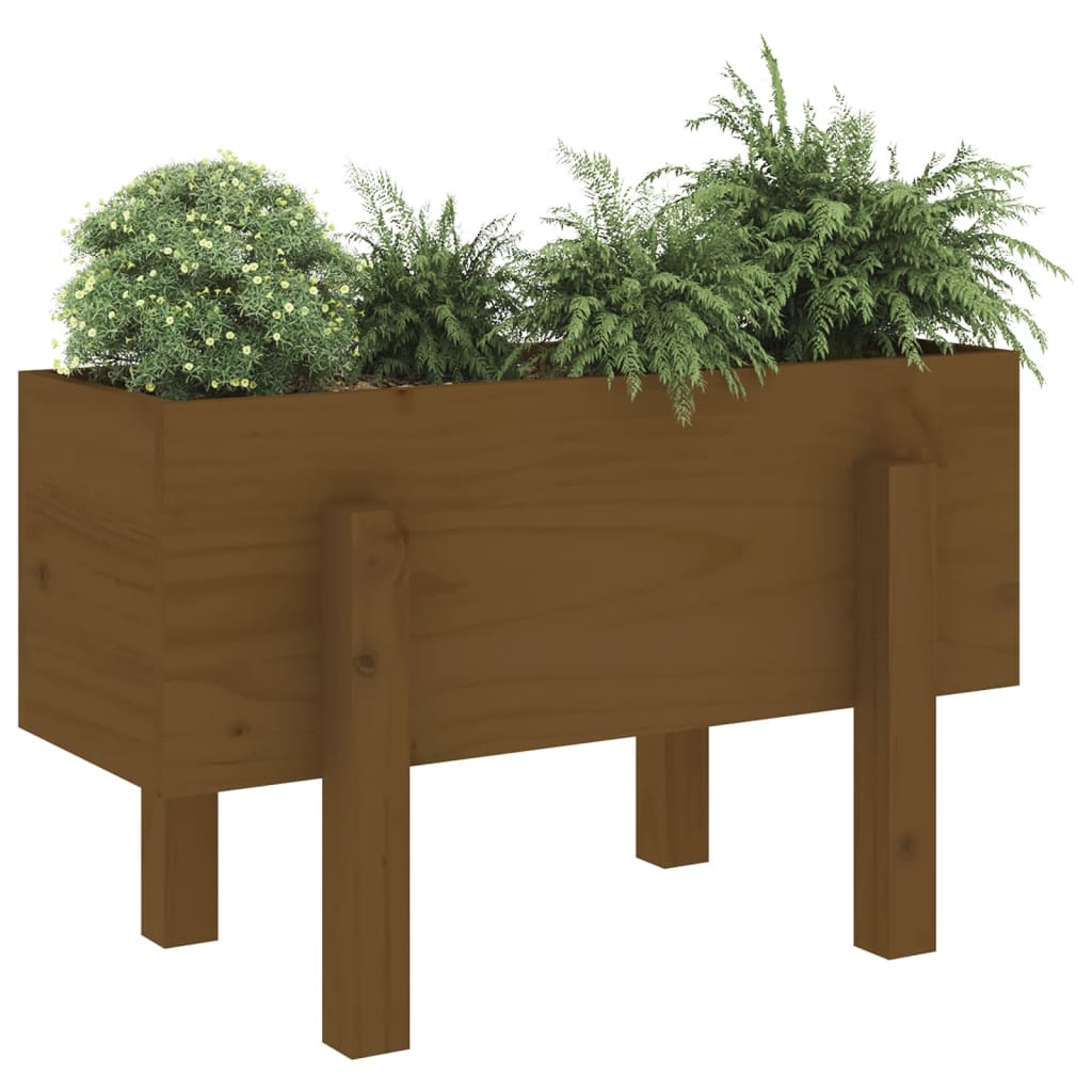 vidaXL Vaso/floreira de jardim 62x30x38 cm pinho maciço castanho-mel