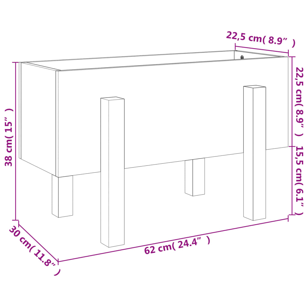 vidaXL Vaso/floreira de jardim 62x30x38 cm pinho maciço castanho-mel