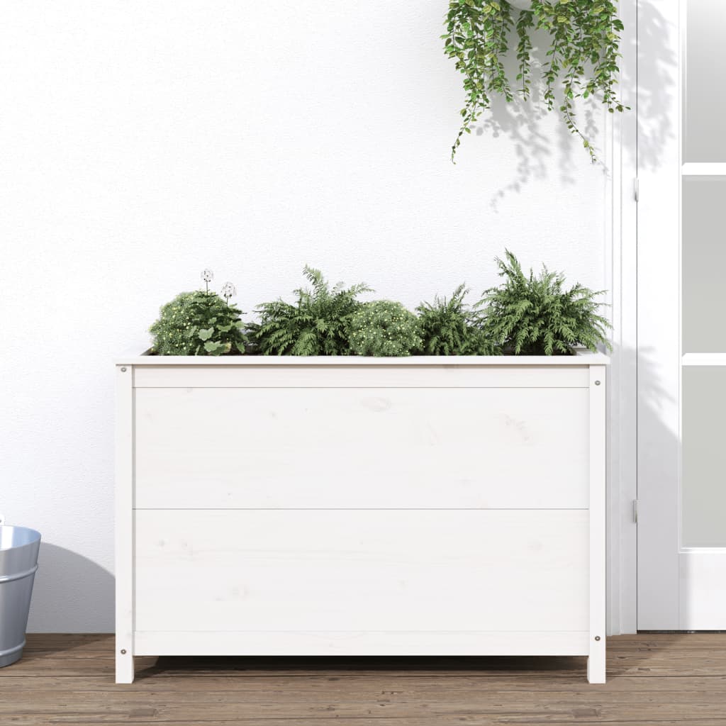 vidaXL Canteiro elevado de jardim 119,5x40x78 cm pinho maciço branco