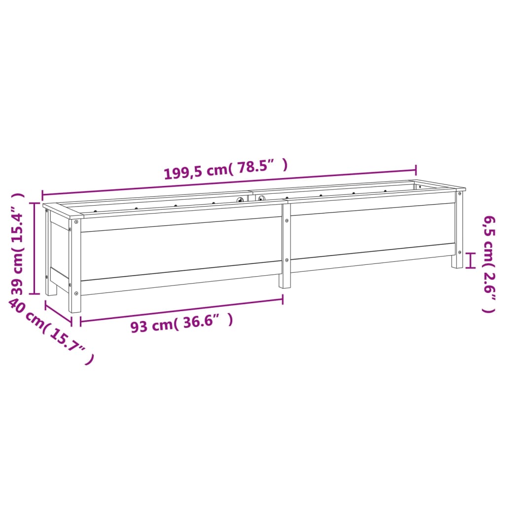 vidaXL Canteiro elevado jardim 199,5x40x39cm pinho maciço castanho-mel