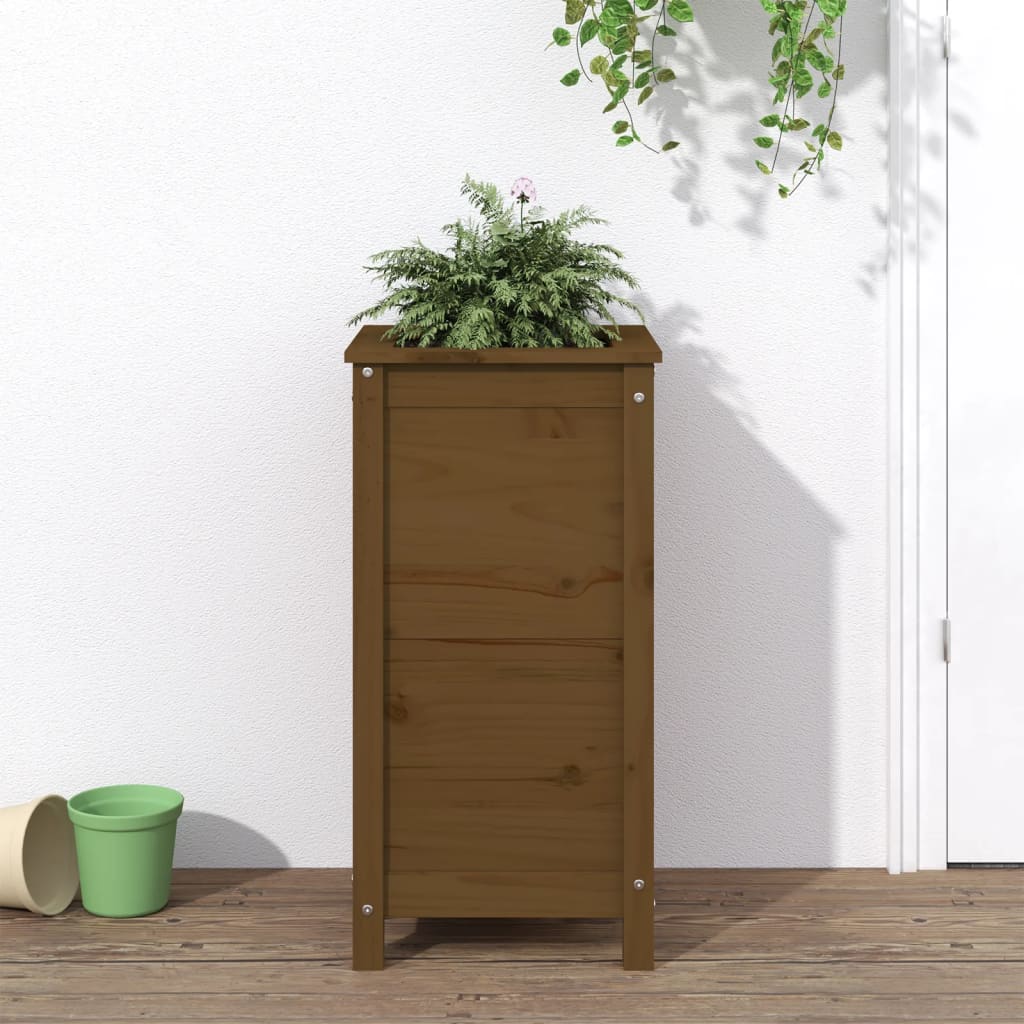 vidaXL Vaso/floreira de jardim 40x40x78 cm pinho maciço castanho-mel