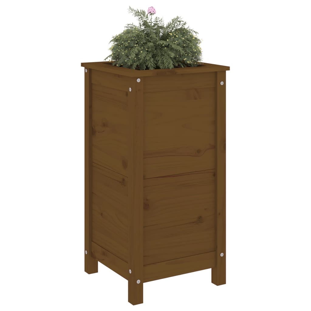 vidaXL Vaso/floreira de jardim 40x40x78 cm pinho maciço castanho-mel