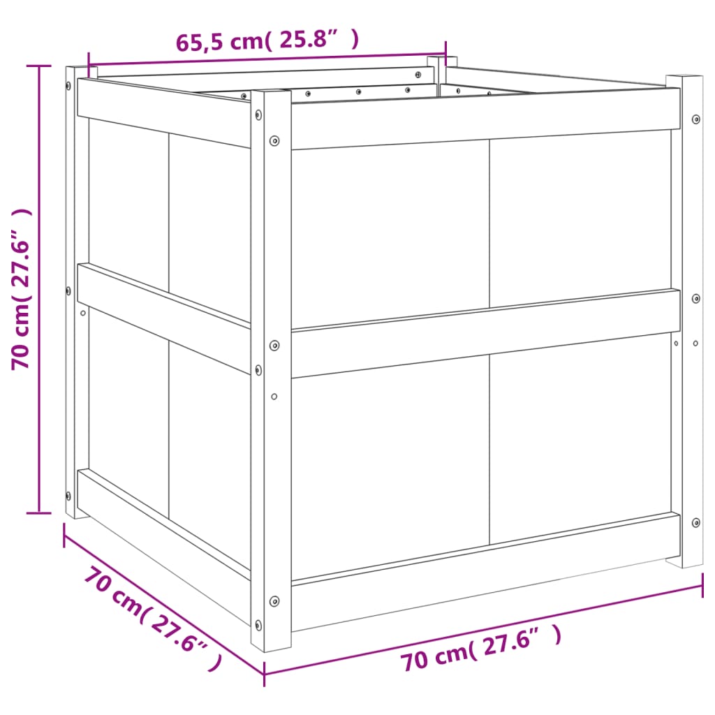 vidaXL Vaso de jardim 70x70x70 cm madeira de pinho maciça branco