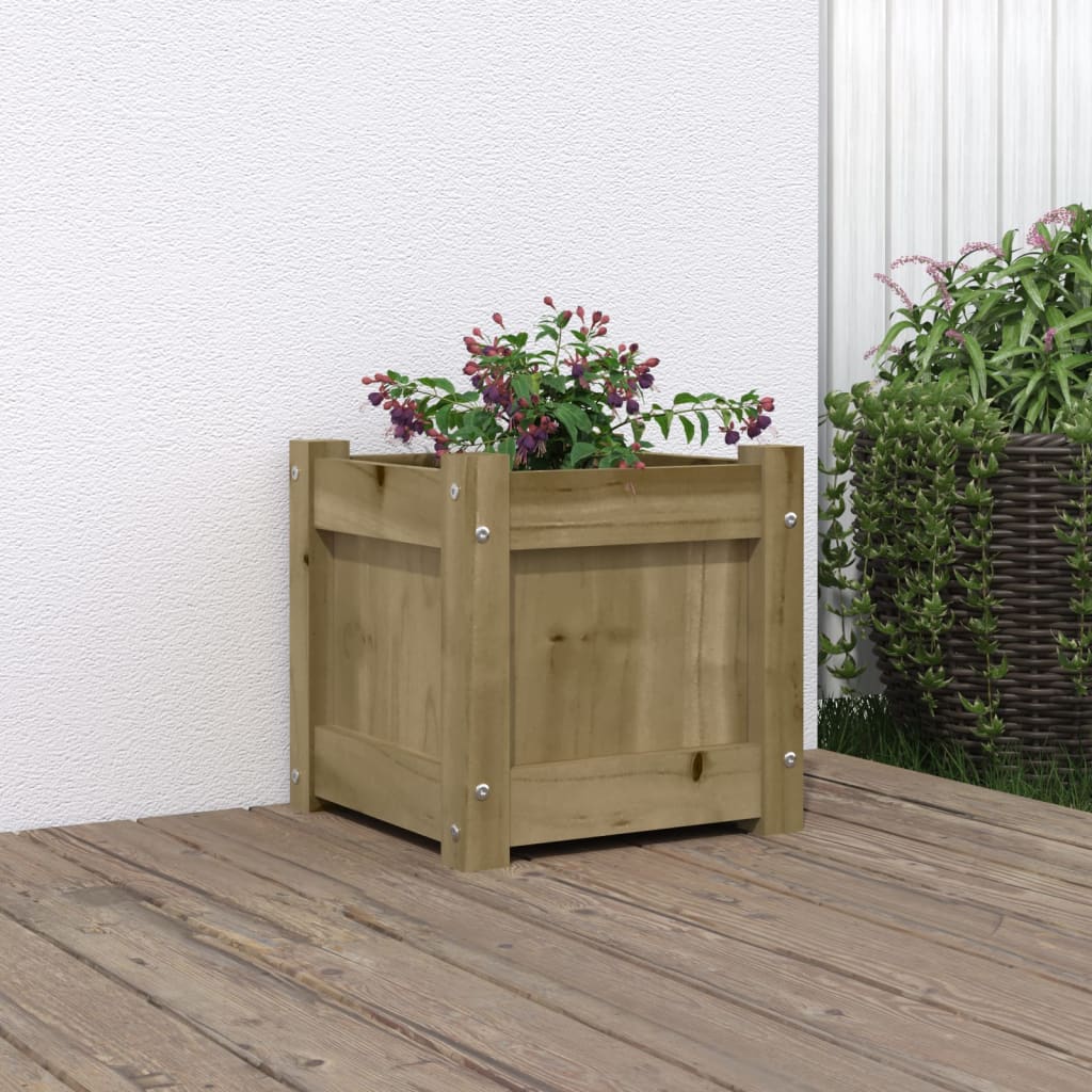 vidaXL Vaso/floreira de jardim 31x31x31 cm madeira de pinho impregnada