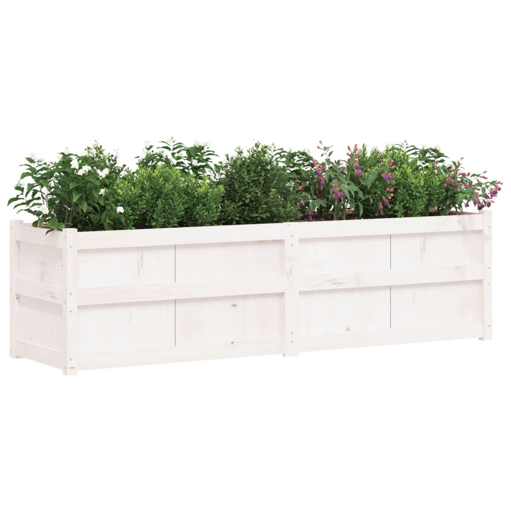 vidaXL Vaso/floreira de jardim 180x50x50 cm pinho maciço branco