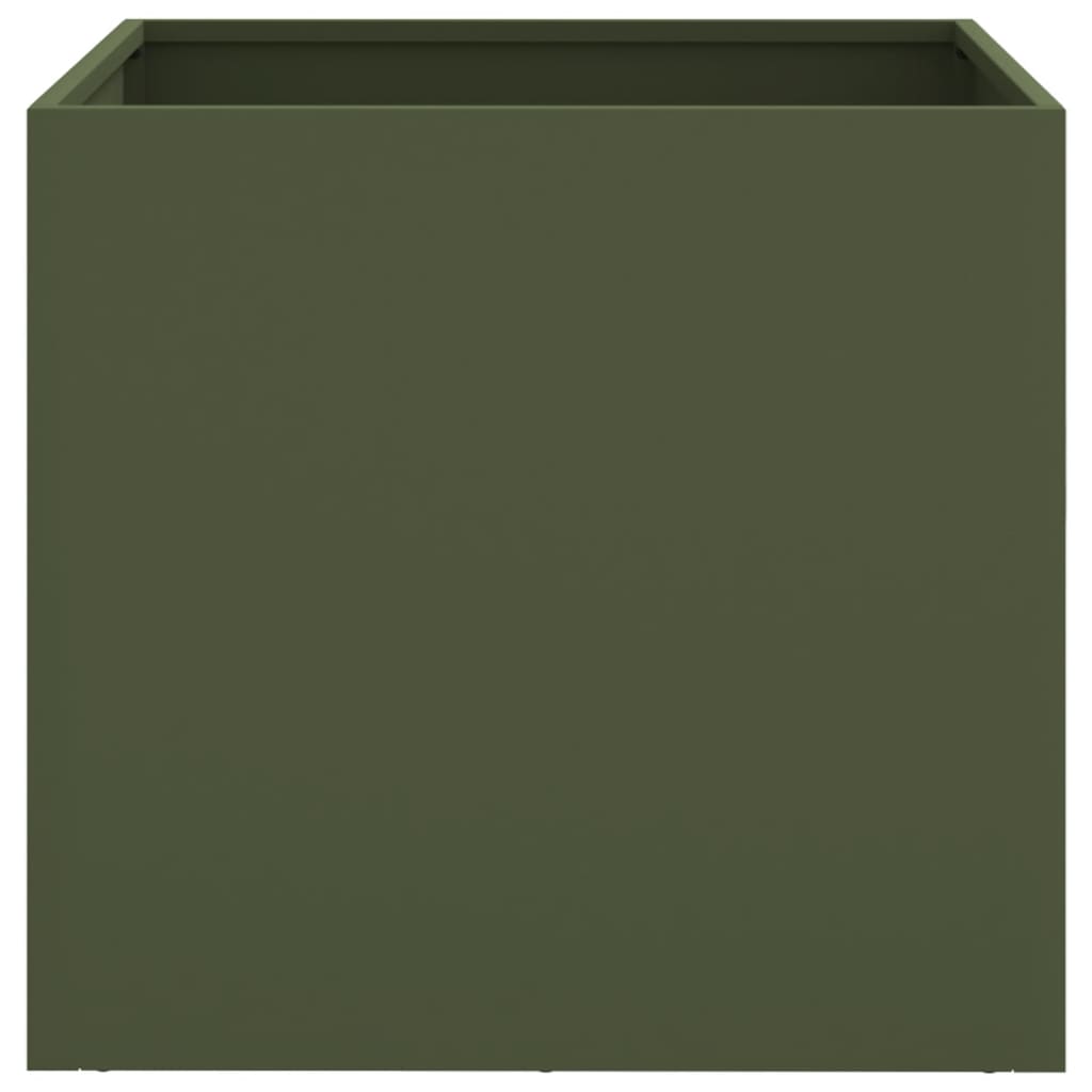 vidaXL Vaso/floreira 2 pcs 49x47x46cm aço lamin. a frio verde-azeitona