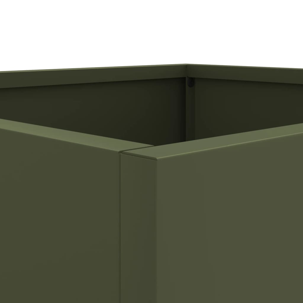 vidaXL Vaso/floreira 2 pcs 49x47x46cm aço lamin. a frio verde-azeitona