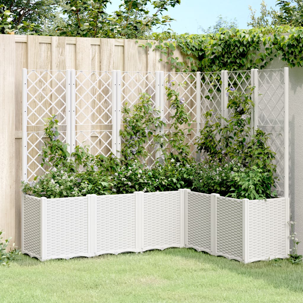 vidaXL Vaso/floreira jardim c/ treliça 160x120x140 cm PP branco