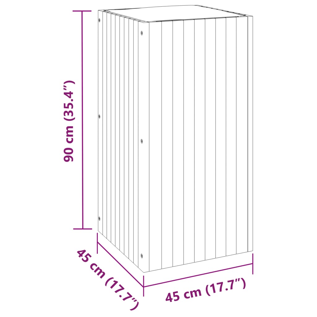 vidaXL Vaso/floreira de jardim 45x45x90 cm madeira de acácia maciça