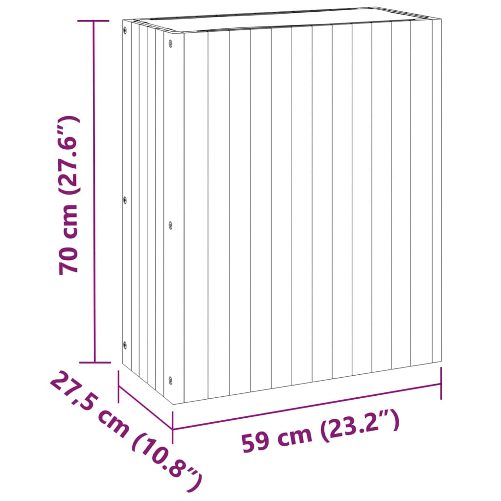 vidaXL Vaso/floreira de jardim 59x27,5x70 cm madeira de acácia maciça