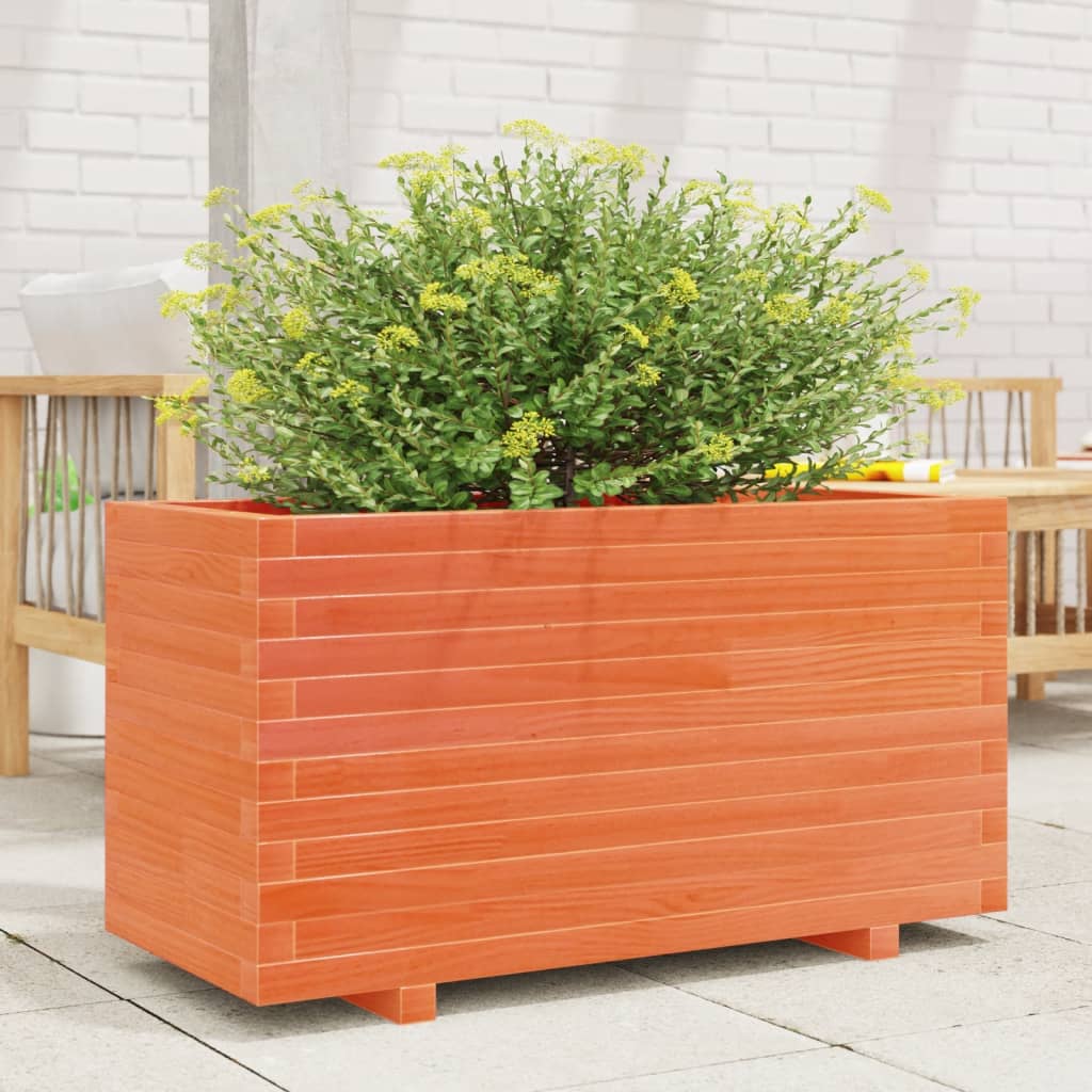 vidaXL Vaso/floreira de jardim 90x40x49,5 cm pinho maciço castanho mel