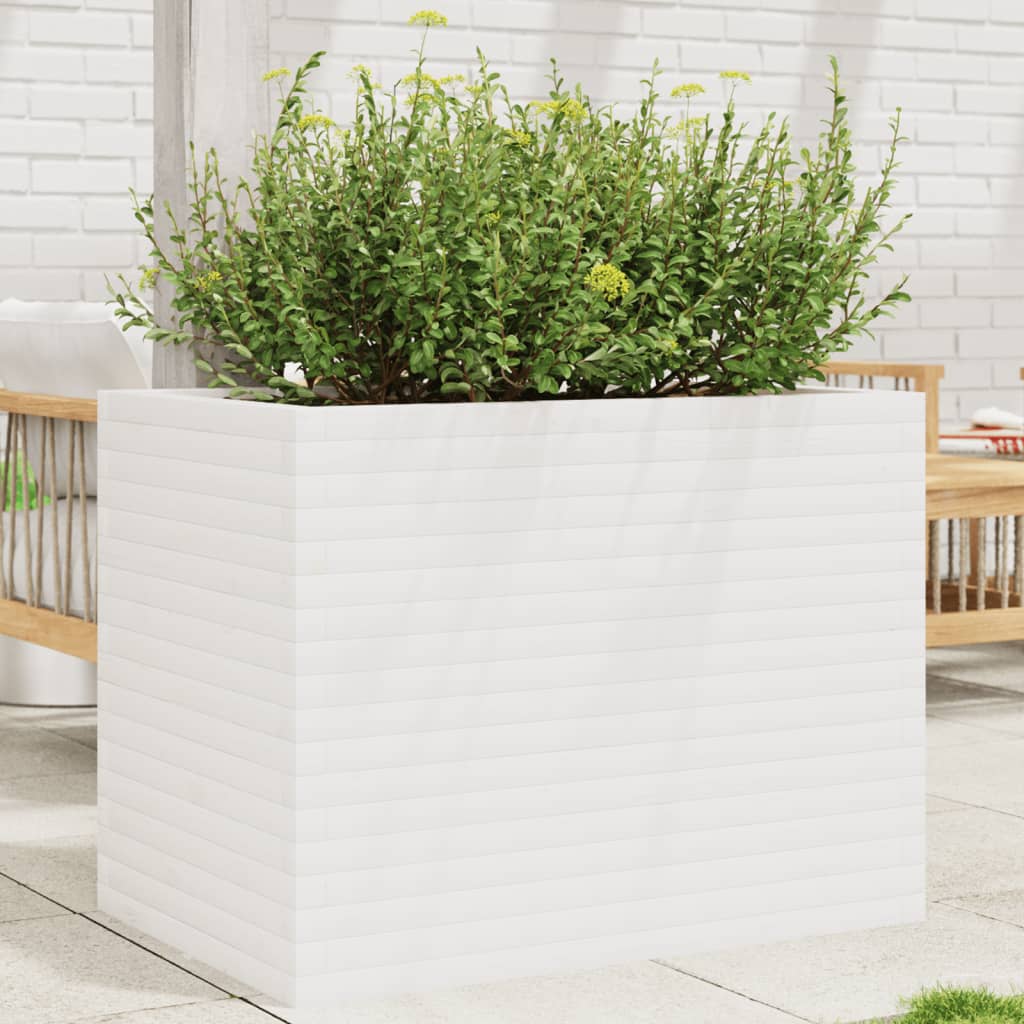 vidaXL Vaso/floreira de jardim 90x60x68,5 cm pinho maciço branco