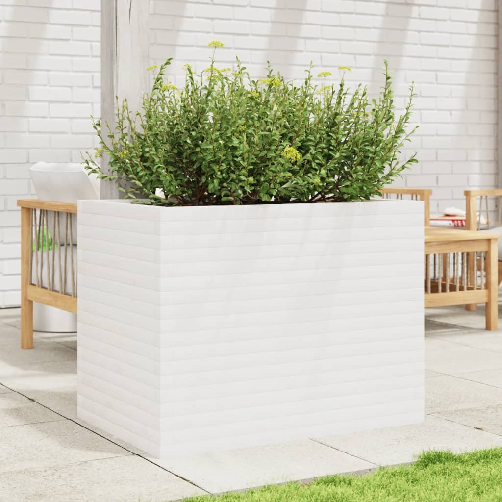 vidaXL Vaso/floreira de jardim 90x60x68,5 cm pinho maciço branco