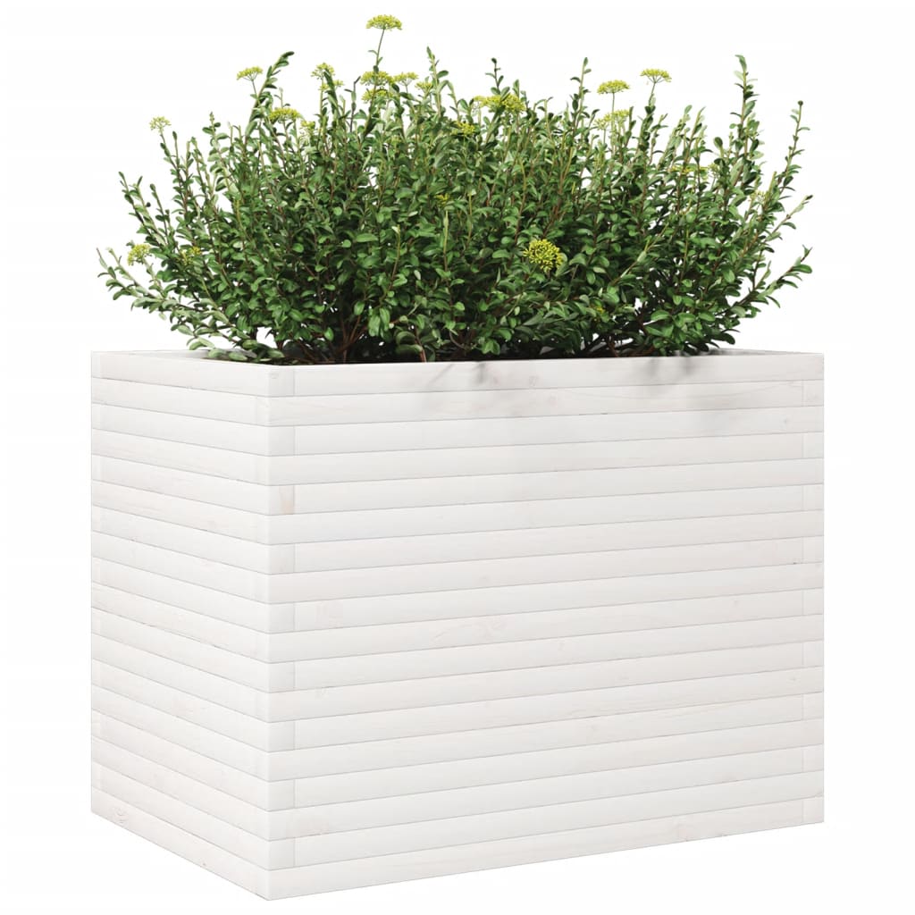 vidaXL Vaso/floreira de jardim 90x60x68,5 cm pinho maciço branco