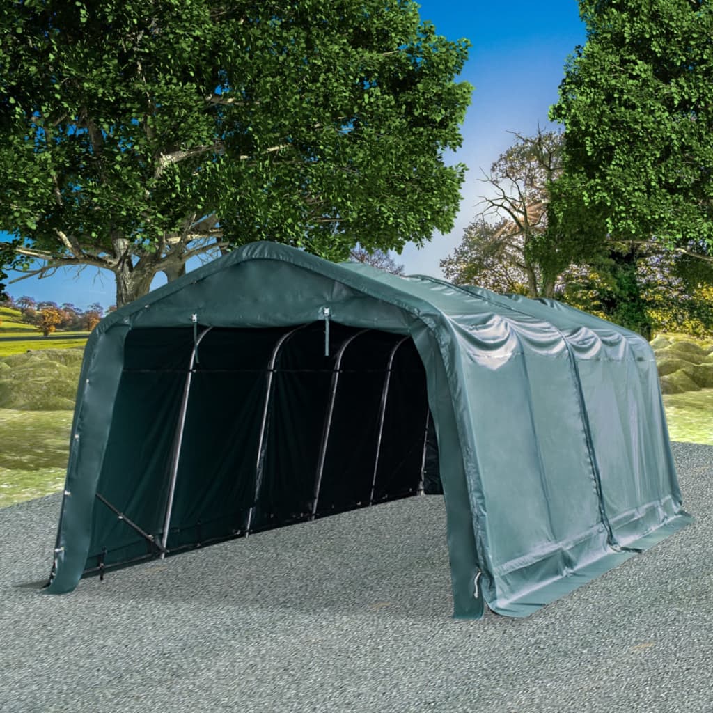 vidaXL Tenda para gado removível PVC 550 g/m² 3,3x8 m verde escuro