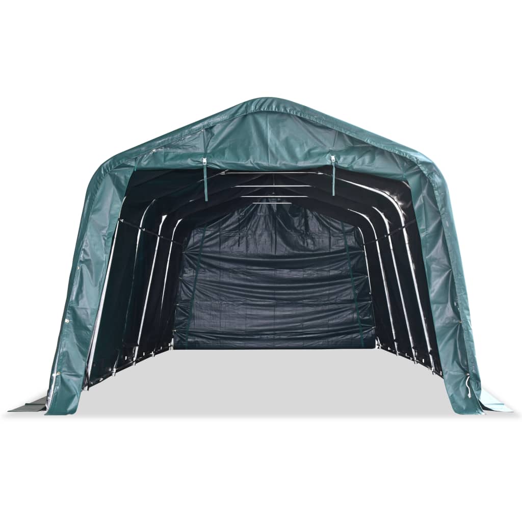 vidaXL Tenda para gado removível PVC 550 g/m² 3,3x8 m verde escuro