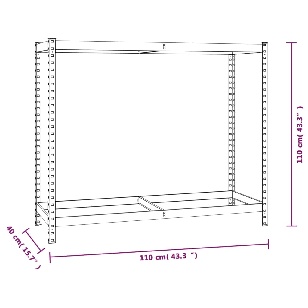 vidaXL Unidades 2 prateleiras p/ pneus 2pcs 110x40x110 cm aço prateado