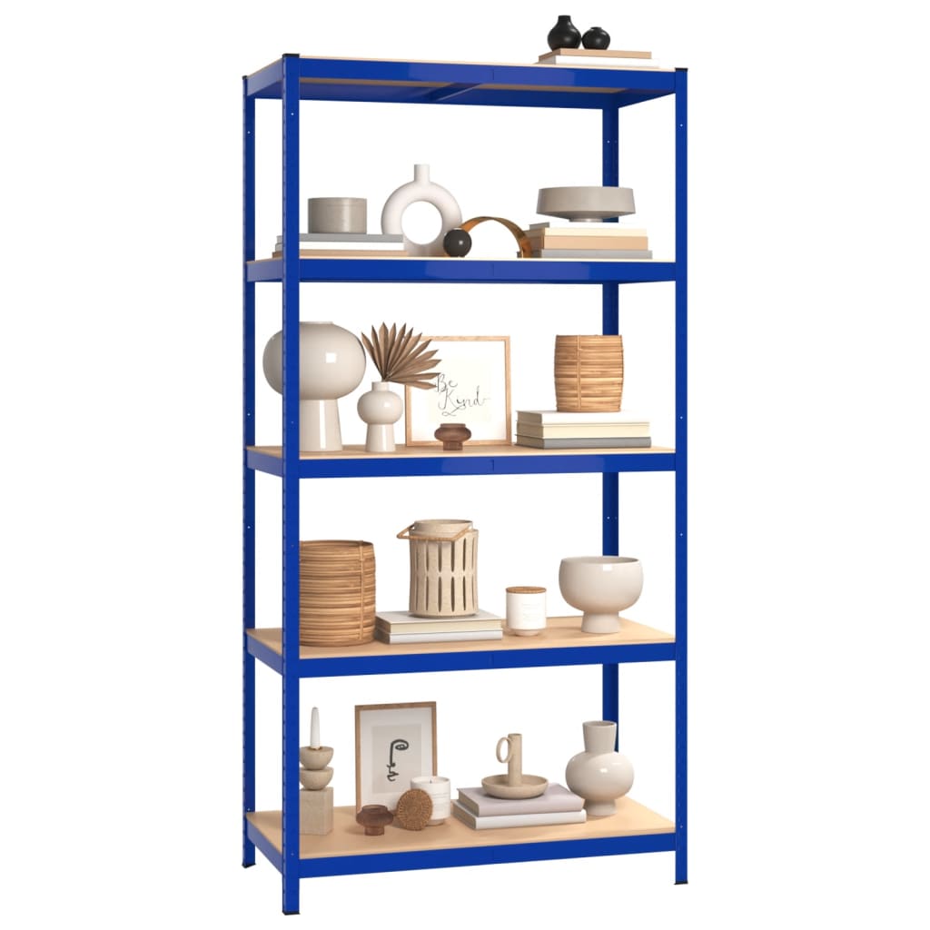 VidaXL 5-Layer Storage Shelf Blue Steel&Madeira de engenharia