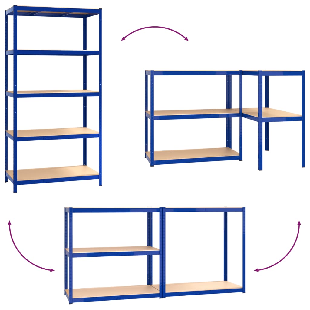 VidaXL 5-Layer Storage Shelf Blue Steel&Madeira de engenharia