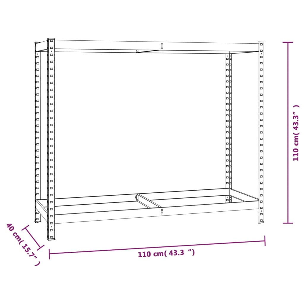 vidaXL Unidades 2 prateleiras p/ pneus 4pcs 110x40x110 cm aço prateado