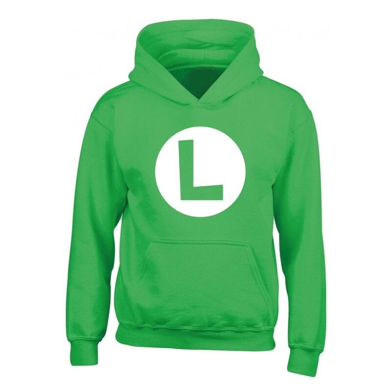 Super Mario|Polar com Capuz Unissexo Super Mario Luigi Badge Verde