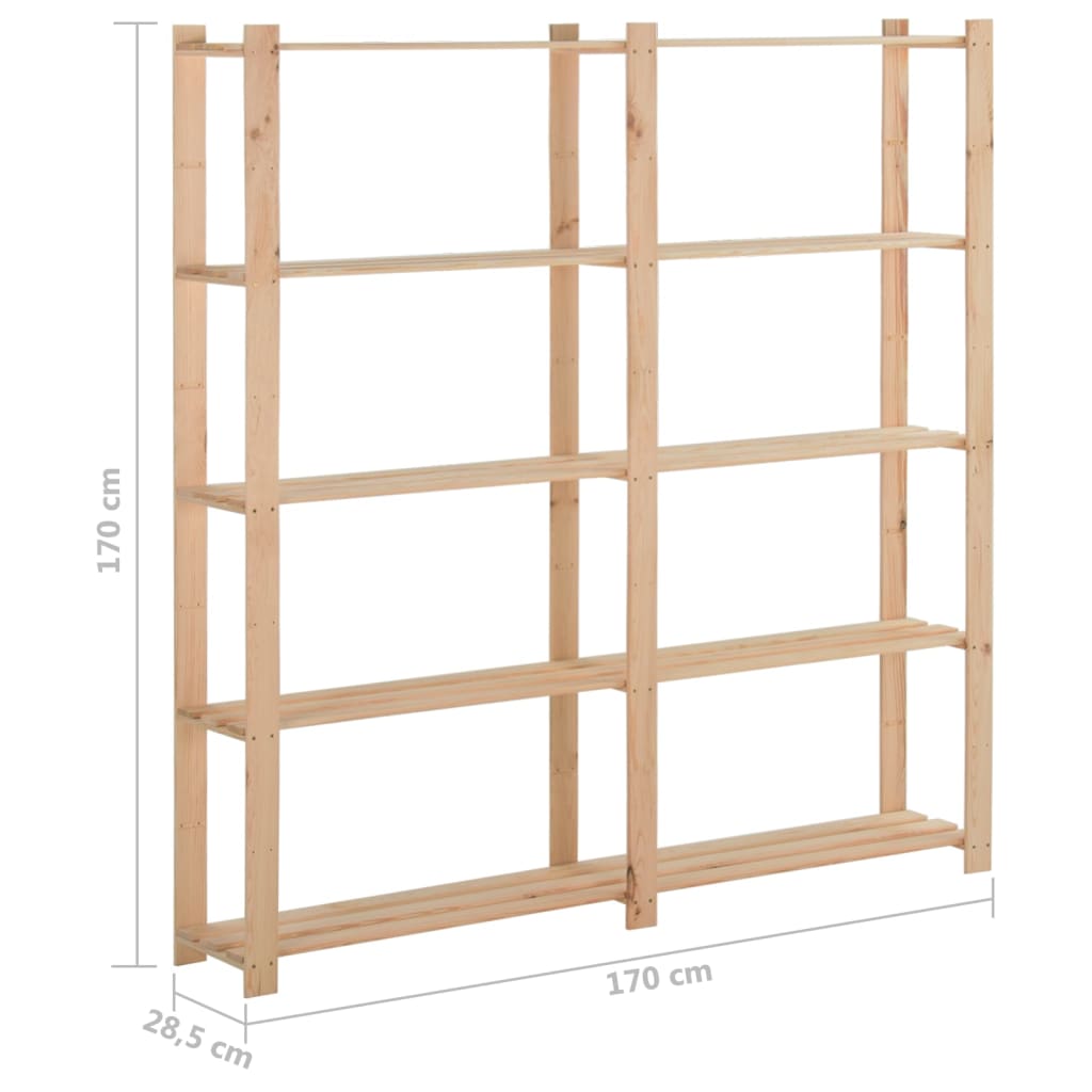 vidaXL Unidade arrumação 5 prateleiras 170x28,5x170 cm pinho maciço