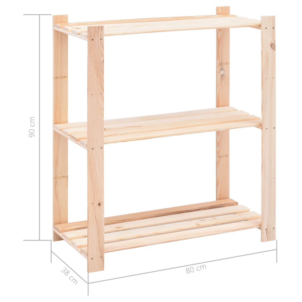 vidaXL 10 unidades arrumação 3 prateleiras 80x38x90cm pinho 150 kg